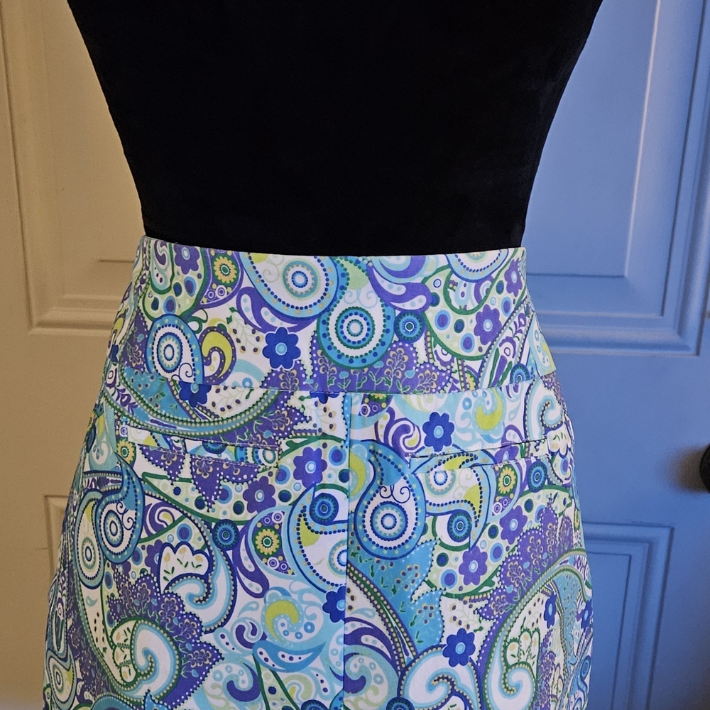 Lulu-B Blue and Green Midi Pencil Skirt for Resort Wear